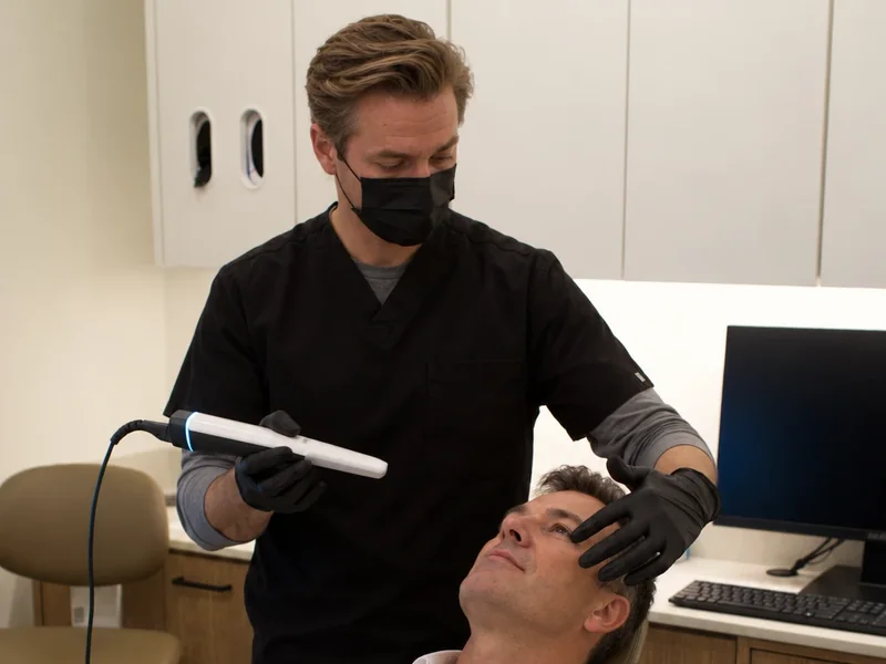 An intraoral scan in the dental chair.