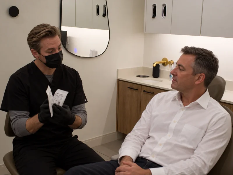 A conversation in a treatment room.